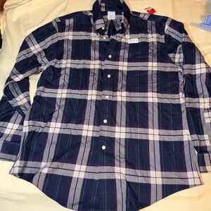 Brooks Brothers Regent Fit Plaid Button Down Shirt Navy Purple Mens Large L